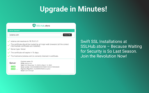 SSL Checker by SSLHub.store  from Chrome web store to be run with OffiDocs Chromium online