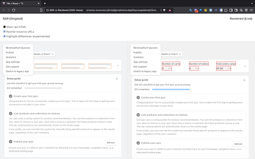 SSR vs Rendered DOM Viewer  from Chrome web store to be run with OffiDocs Chromium online
