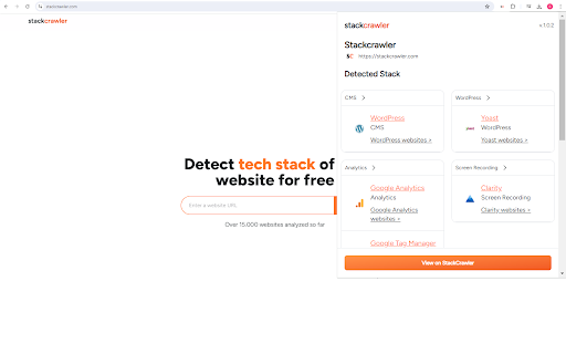 Stackcrawler Website Platform Checker  from Chrome web store to be run with OffiDocs Chromium online