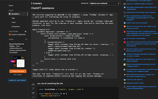 StackoverflowHelper  from Chrome web store to be run with OffiDocs Chromium online