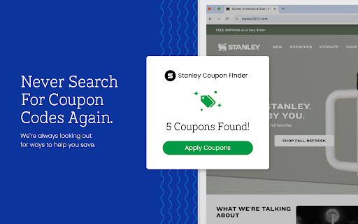 Stanley Coupon Finder Official Coupons  Best Deals  from Chrome web store to be run with OffiDocs Chromium online