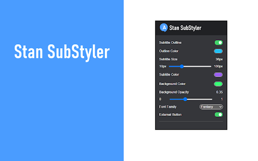 Stan SubStyler: Customize subtitles  from Chrome web store to be run with OffiDocs Chromium online