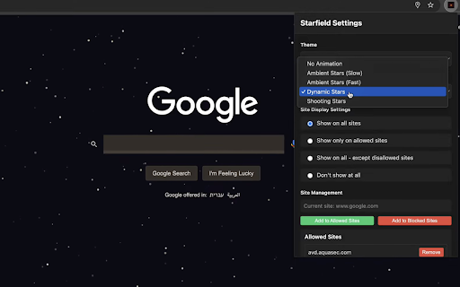 Starfield Dark Mode  from Chrome web store to be run with OffiDocs Chromium online