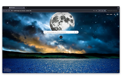 Starry Night Dark Sky Big Moon and Lake  from Chrome web store to be run with OffiDocs Chromium online