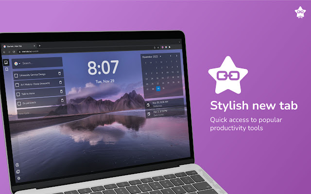 Startab New Tab  from Chrome web store to be run with OffiDocs Chromium online