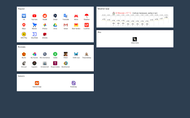 Start New Tab Page  from Chrome web store to be run with OffiDocs Chromium online