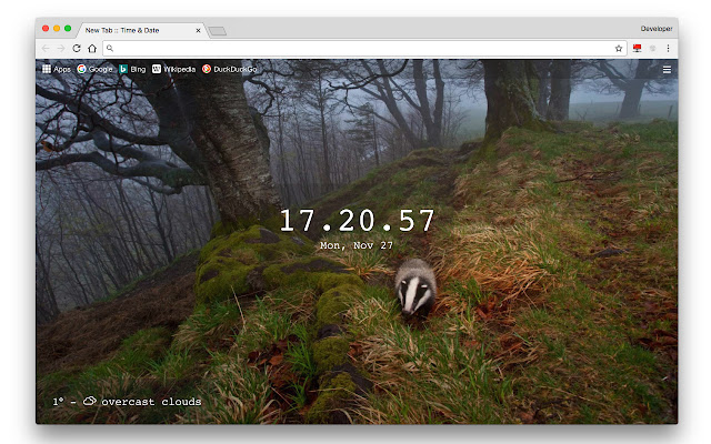 Start Page Date and Time  from Chrome web store to be run with OffiDocs Chromium online