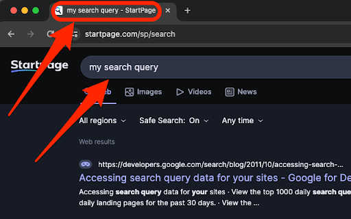 Startpage Nicer Title Extension  from Chrome web store to be run with OffiDocs Chromium online