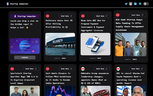 Startup Samachar  from Chrome web store to be run with OffiDocs Chromium online
