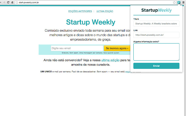 StartupWeekly  from Chrome web store to be run with OffiDocs Chromium online