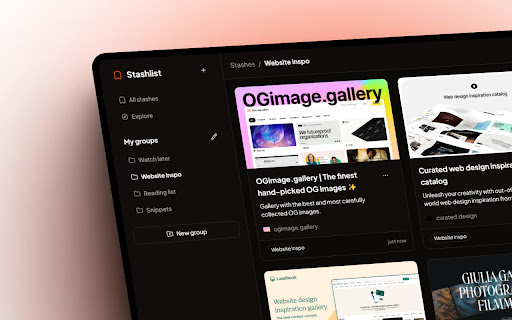 Stashlist  from Chrome web store to be run with OffiDocs Chromium online