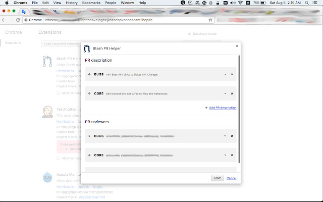 Stash PR Helper  from Chrome web store to be run with OffiDocs Chromium online