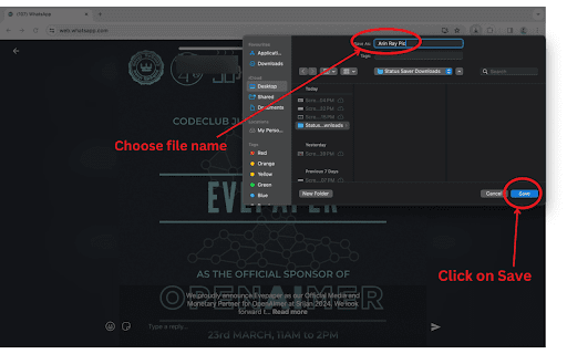 Status Saver  from Chrome web store to be run with OffiDocs Chromium online