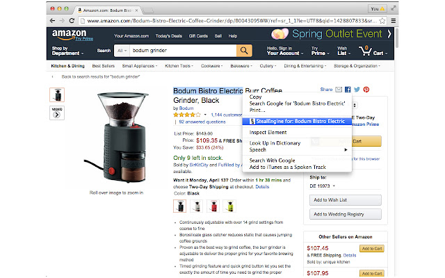 StealEngine Search Extension  from Chrome web store to be run with OffiDocs Chromium online