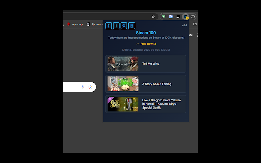 Steam 100  from Chrome web store to be run with OffiDocs Chromium online