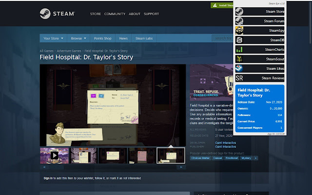 Steam Eye  from Chrome web store to be run with OffiDocs Chromium online
