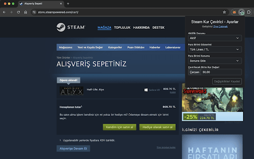 Steam Kur Çevirici  from Chrome web store to be run with OffiDocs Chromium online