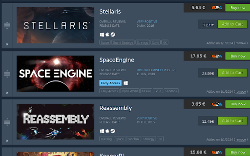 Steam Price Scout  from Chrome web store to be run with OffiDocs Chromium online
