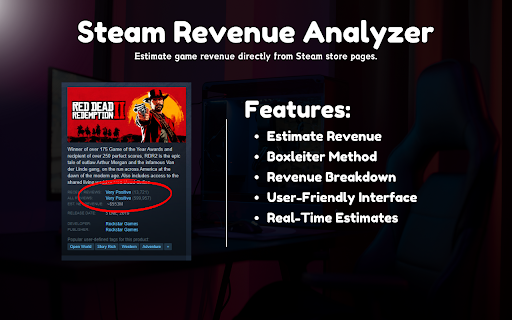 Steam Revenue Analyzer  from Chrome web store to be run with OffiDocs Chromium online