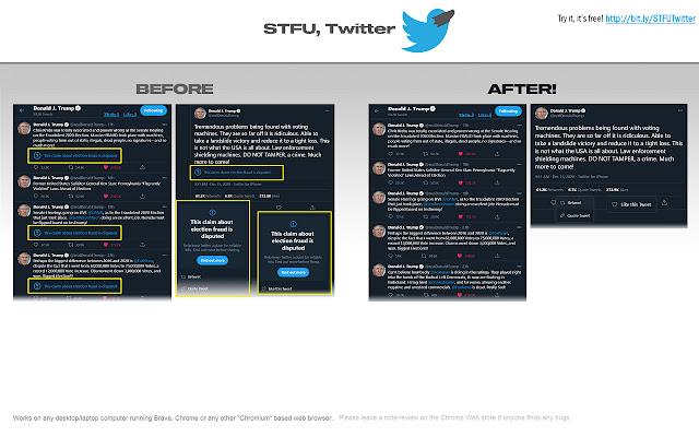 STFU Twitter  from Chrome web store to be run with OffiDocs Chromium online