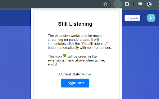 Still Listening? Pandora  from Chrome web store to be run with OffiDocs Chromium online