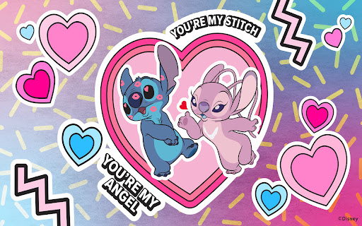 Stitch and Angel Couples Theme  from Chrome web store to be run with OffiDocs Chromium online