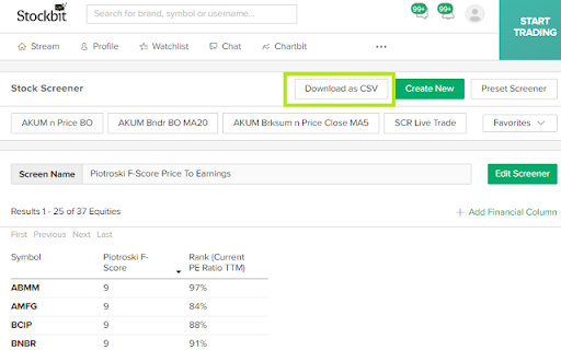 Stockbit screener saver  from Chrome web store to be run with OffiDocs Chromium online