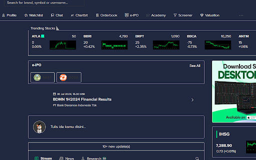 Stockbit Web Darkmode  from Chrome web store to be run with OffiDocs Chromium online