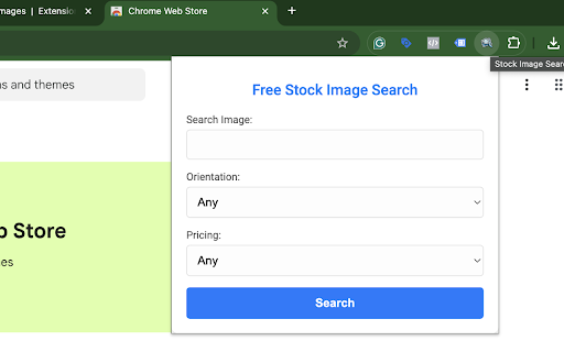 Stock Image Searcher  from Chrome web store to be run with OffiDocs Chromium online