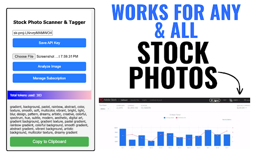 StockPhoto Scanner  Tagger  from Chrome web store to be run with OffiDocs Chromium online