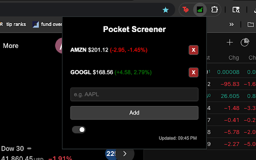 Stock Price Tracker  from Chrome web store to be run with OffiDocs Chromium online