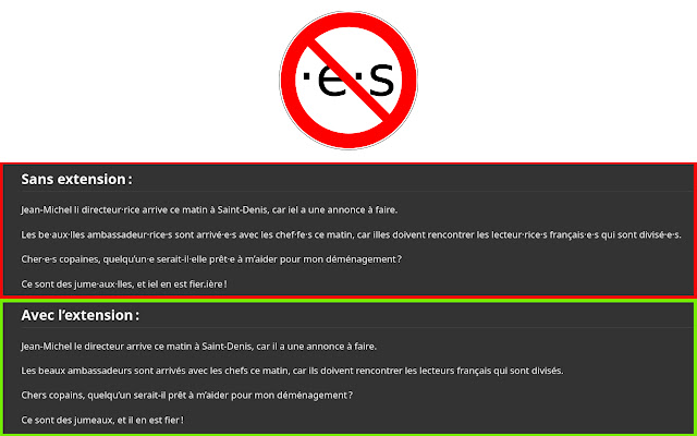 Stop écriture inclusive  from Chrome web store to be run with OffiDocs Chromium online