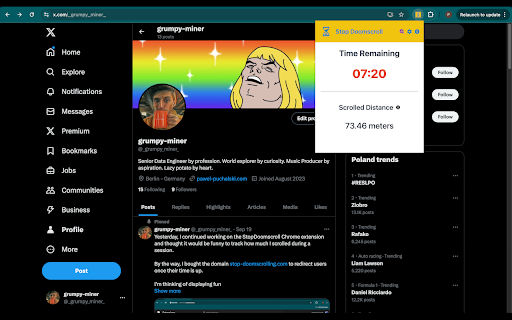 Stop Doomscroll  from Chrome web store to be run with OffiDocs Chromium online
