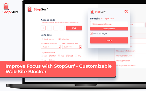 StopSurf  from Chrome web store to be run with OffiDocs Chromium online