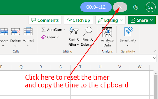 Stopwatch for Excel  from Chrome web store to be run with OffiDocs Chromium online