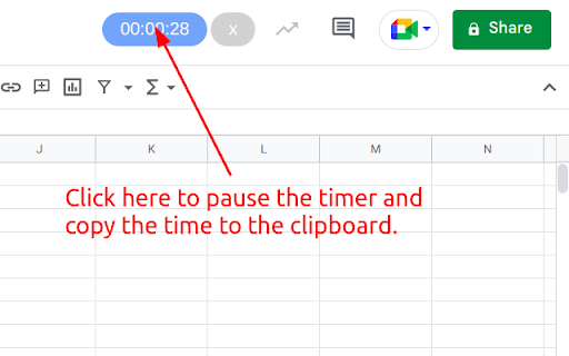 Stopwatch for Google Sheets  from Chrome web store to be run with OffiDocs Chromium online