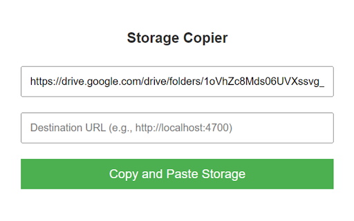 Storage Copier  from Chrome web store to be run with OffiDocs Chromium online