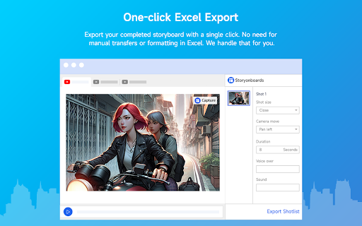 Storyonboards: Shot list Frame Master，Video screenshot and annotation  from Chrome web store to be run with OffiDocs Chromium online