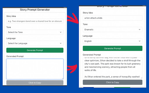 Story Prompt Generator by Openai  from Chrome web store to be run with OffiDocs Chromium online