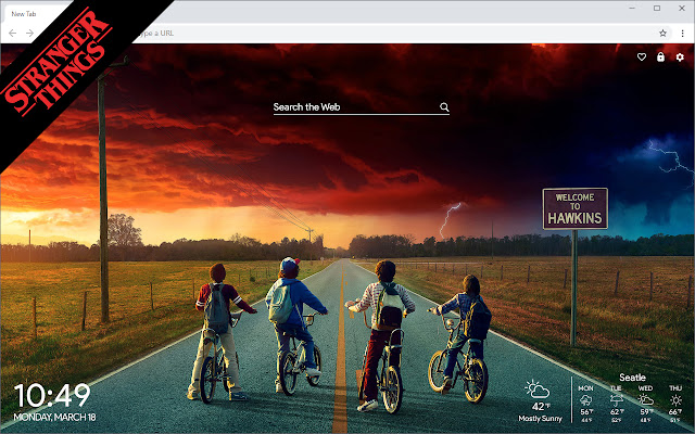 Stranger Things HD Wallpaper New Tab Themes من متجر Chrome الإلكتروني ليتم تشغيلها مع OffiDocs Chromium عبر الإنترنت