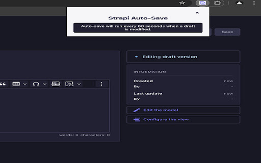 Strapi Auto Save for Drafts  from Chrome web store to be run with OffiDocs Chromium online