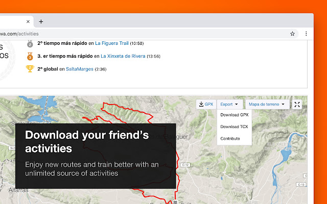 Strava Export Tracks  from Chrome web store to be run with OffiDocs Chromium online