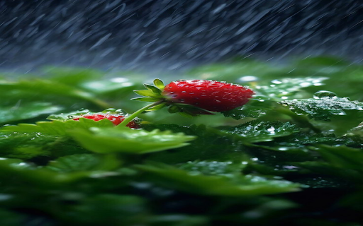 Strawberry in the rain wallpaper  from Chrome web store to be run with OffiDocs Chromium online