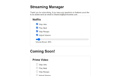 Streaming Manager  from Chrome web store to be run with OffiDocs Chromium online