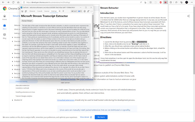 Stream Transcript Extractor  from Chrome web store to be run with OffiDocs Chromium online
