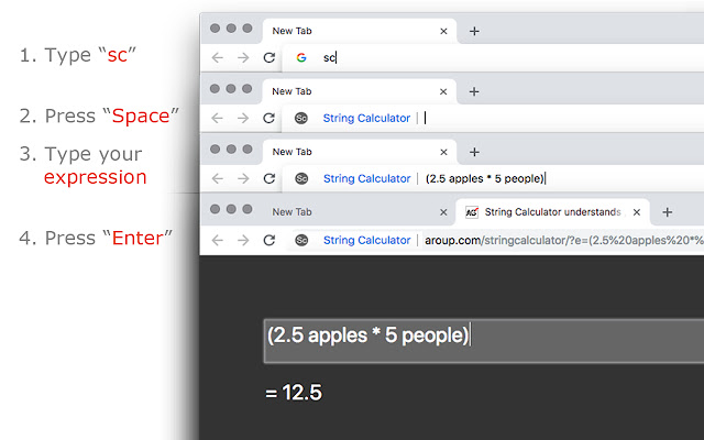 String Calculator  from Chrome web store to be run with OffiDocs Chromium online