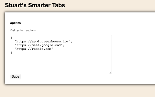 Stuarts Smarter Tabs  from Chrome web store to be run with OffiDocs Chromium online