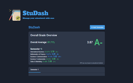 StuDash  from Chrome web store to be run with OffiDocs Chromium online