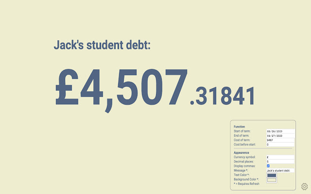 Student Debt Display  from Chrome web store to be run with OffiDocs Chromium online