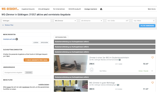 Studentenverbindungsentferner für WG Gesucht.de  from Chrome web store to be run with OffiDocs Chromium online